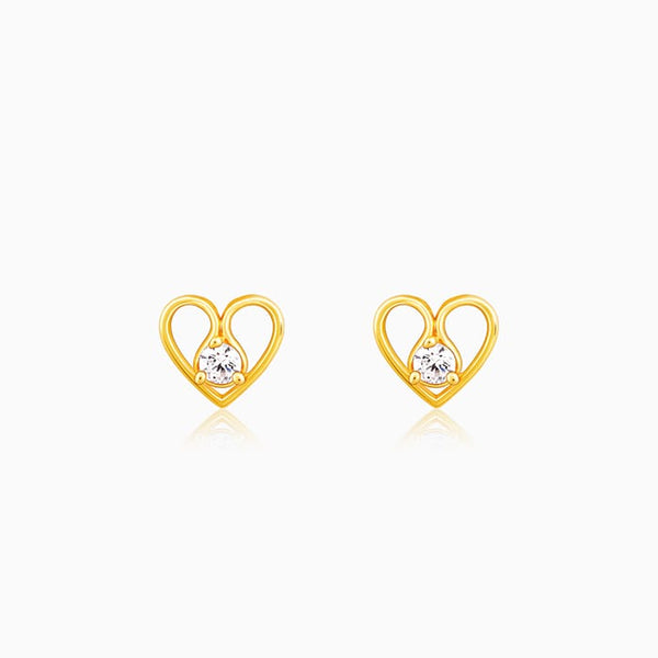 Golden Zircon Studded Heart Earrings