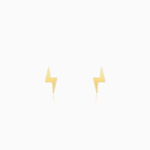 Golden Lightning Bolt Stud Earrings