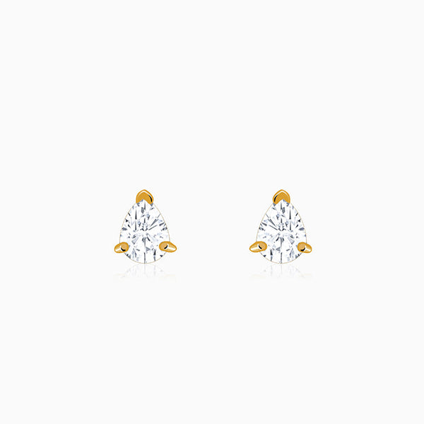 Golden Peardrop Stud Earrings