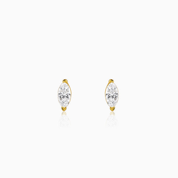 Golden Mini Marquise Stud Earrings