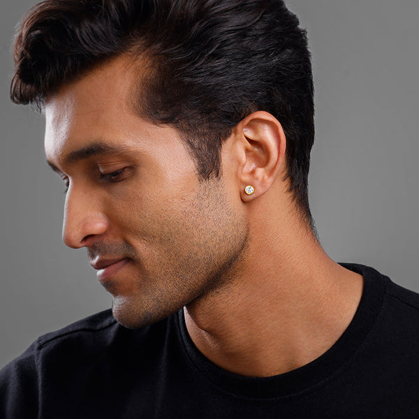 Golden Luminous Zircon Stud For Him