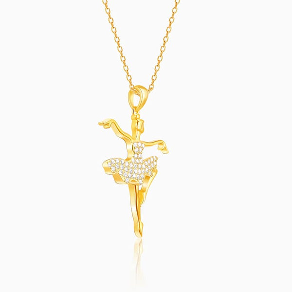 Golden Ballerina Pendant with Link Chain