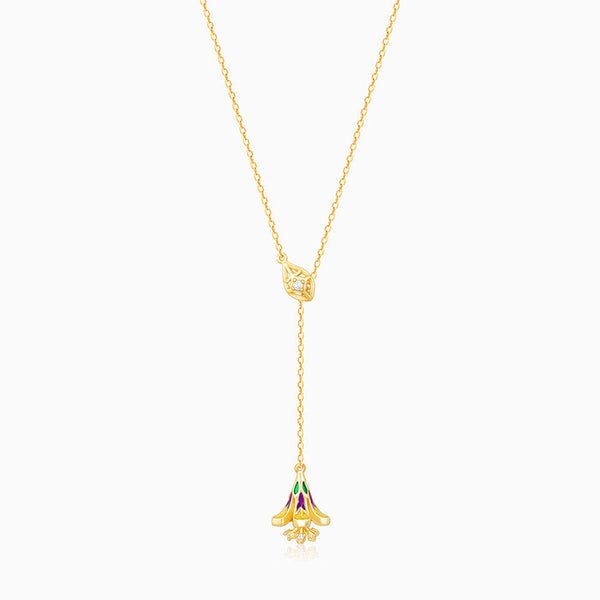 Golden Bell Mallow Lariat Necklace