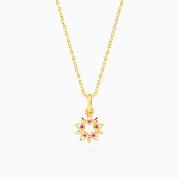 Golden Amaryllis Pendant With Link Chain
