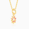 Golden Amaryllis Pendant With Link Chain