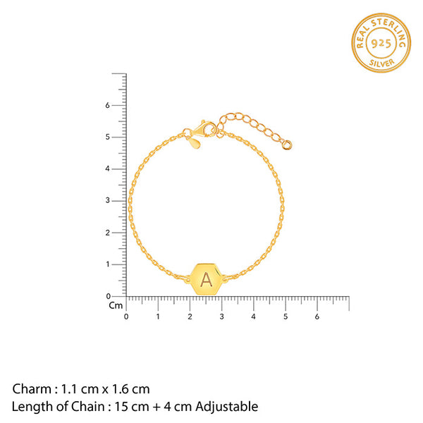 Golden Personalised Hexagon Initial Bracelet