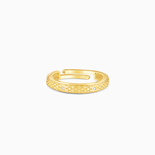 Golden Elegant Pattern Ring Band For Him