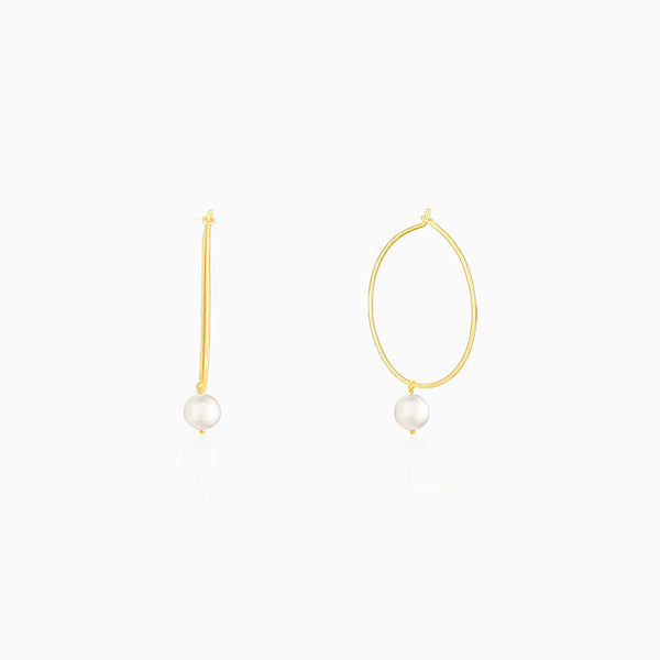 Golden Cape of Pearl Hoop Earrings