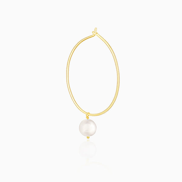 Golden Cape of Pearl Hoop Earrings