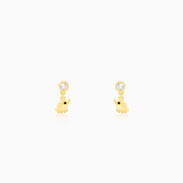 Golden Elephant Charm Earrings