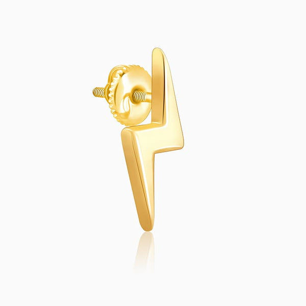 Golden Lightning Bolt Stud Earrings