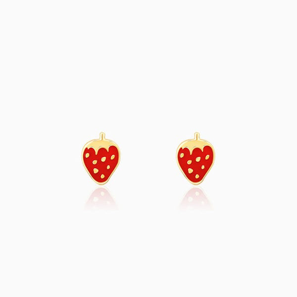 Golden Cute Strawberry Kids Earrings (4-12 yrs)