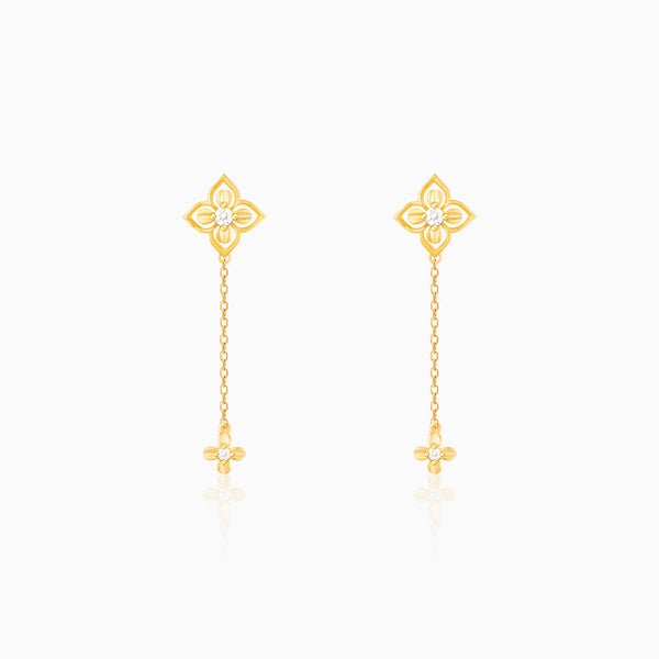 Golden Artsy Floral Earrings