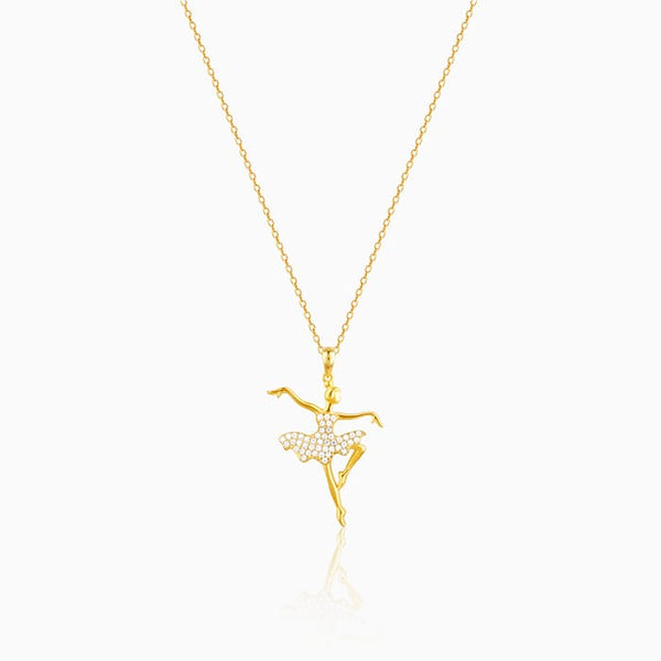 Golden Ballerina Pendant with Link Chain
