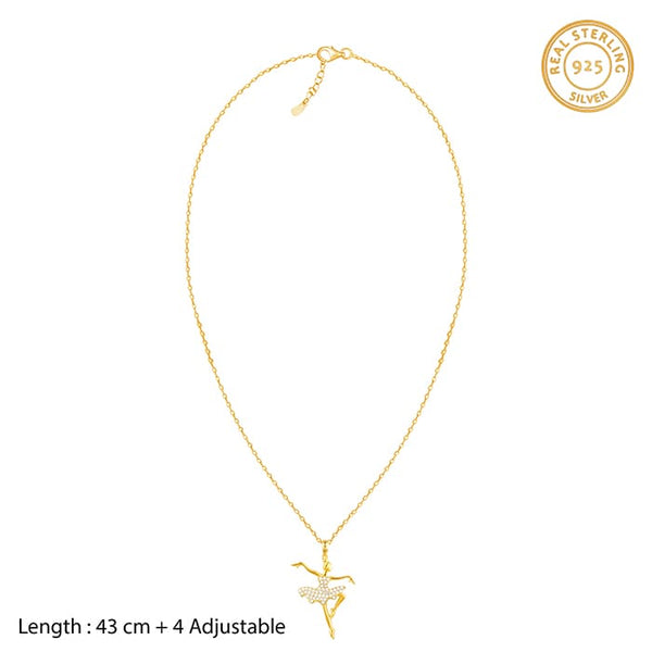 Golden Ballerina Pendant with Link Chain