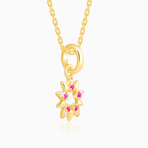 Golden Amaryllis Pendant With Link Chain