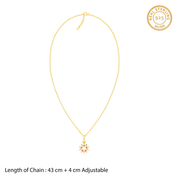 Golden Amaryllis Pendant With Link Chain