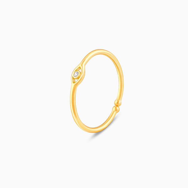 Golden Minimal Evil Eye Ring
